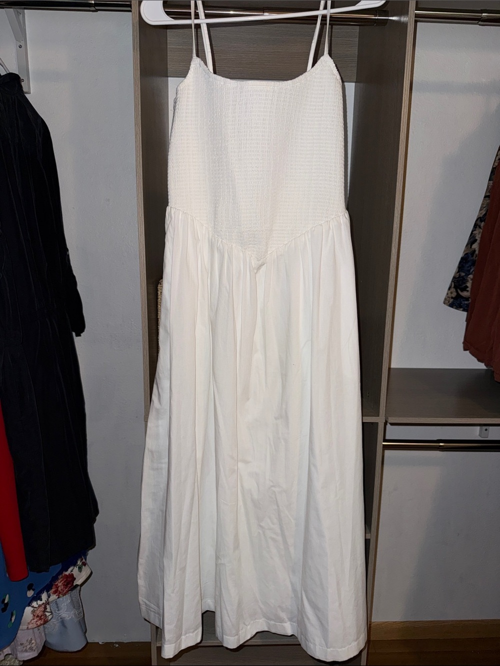 Brand New Abercrombie & Fitch White Smocked Bodice Maxi Dress